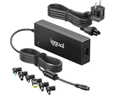 iggual universalus nešiojamųjų kompiuterių įkroviklis 240 W, 6 keičiami kištukai, 18–20 V, 12 A, 2.4 m laidu, CUA-6T-240 W
