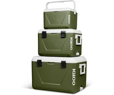Igloo pasyvių šaldytuvų rinkinys 55 l, 27 l ir 11 l, lengva konstrukcija, žalia spalva
