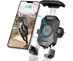 iMESTOU belaidis telefono laikiklis motociklui su 15W Qi įkrovimu ir USB-C jungtimi, tinkamas 4–7 colių išmaniesiems telefonams, modelis M14A