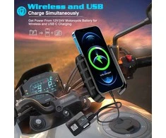 iMESTOU laikiklis motociklui, QC3.0, 15 W, USB-C, M9S modelis