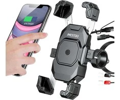 iMESTOU motociklo telefono laikiklis su belaidžiu ir USB-C įkrovimu 36 W, tinka 14–18,3 cm telefonams, M11