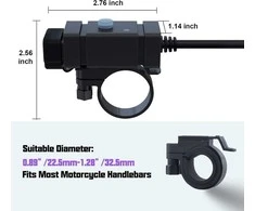 iMESTOU SAE į USB adapteris motociklui, 2 x USB 2,4 A, įmontuotas voltmetras, OT-2