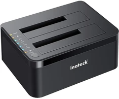 Inateck dviejų lizdų SATA HDD/SSD dokavimo stotelė USB 3.0 su autonominiu klonavimu SA02002-BK