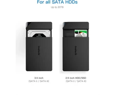 Inateck išorinis SATA HDD ir SSD dėklas 2.5/3.5 col., USB 3.0, 20 TB, FE3002