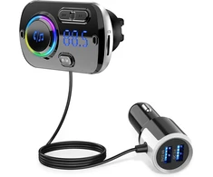 INF automobilinis Bluetooth FM siųstuvas Bluetooth 5.0 su 2 USB jungtimis, AUX ir LED