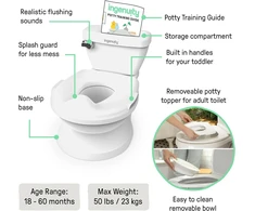 Ingenuity vaikiškas naktipuodis My Size Potty Pro su nuleidimo garsu ir nuimamu dubeniu