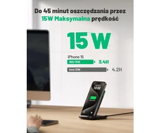INIU belaidis kroviklis 15 W, Qi standaus tipo, su adaptacine LED lempute, juodas, WI-I211-1P