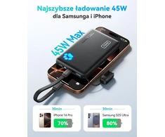 INIU išorinis akumuliatorius 10000 mAh, 45 W, 2 x USB-C, PD3.0, juodas, P41