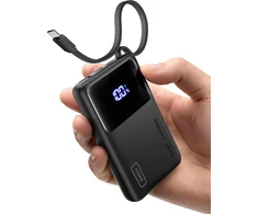 INIU išorinis akumuliatorius 45 W, 10000 mAh, USB-C kabelis, PD/QC, juoda, P55L