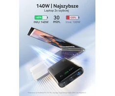 INIU nešiojamas išorinis akumuliatorius 25000 mAh, 140 W, 2x USB-C, 1x USB-A, P64