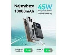 INIU P61-E1 45 W 10000 mAh itin plonas powerbankas su USB-C ir USB-A, juodas