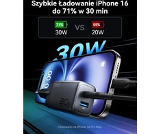 INIU sieninis įkroviklis 30 W, 2 USB lizdai (USB-C + USB-A), GaN, PD 3.0 greitasis įkrovimas, A12-E1-1P