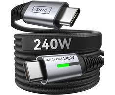 INIU USB-C į USB-C laidas 240 W, 2 m, greitasis įkrovimas, PD standartas, juodas
