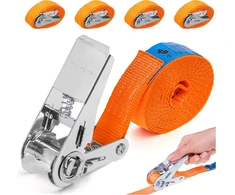 INTAKO transportavimo diržų rinkinys su įtempėju, 800 kg, 4 m, 25 mm, oranžiniai, 4 vnt.