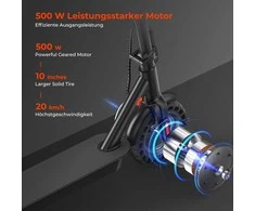 iScooter elektrinis paspirtukas E9tmax, 500 W variklis, 40 km rida, 10 colių nepraduriamos padangos, dviguba amortizacija