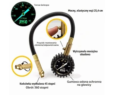 JACO Superior Products ElitePro padangų slėgio matuoklis 4–60 psi su 5,1 cm ciferblatu JSP-004