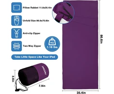 Jaicom ultralengvas miegmaišio įklotas 220 x 90 cm, poliesteris, violetinis, JCM-GZD03