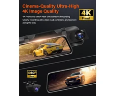Jansite automobilinis vaizdo registratorius veidrodėlyje 4K su 10 colių IPS ekranu ir 1080p galine kamera T79D+H35D+10M+64G-EU2