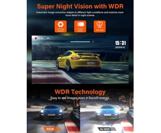 Jansite automobilinis vaizdo registratorius veidrodėlyje 4K su 10 colių IPS ekranu ir 1080p galine kamera T79D+H35D+10M+64G-EU2