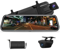 Jansite automobilinis vaizdo registratorius veidrodėlyje su 10 col. ekranu, 1080p, T30