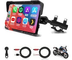 Jansite motociklo navigacijos sistema su 7 colių IPS ekranu, vandeniui atspariu lietimui jautriu ekranu ir Bluetooth CarPlay Android Auto funkcija MT83E+DYX-5