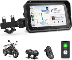 Jansite navigacija motociklams su 4K vaizdo registratoriumi, 6,25" ekranas, IP67, 64 GB, Bluetooth, Android Auto, CarPlay, MT52