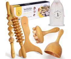 JARIS medinių įrankių masažo rinkinys, maderoterapijos komplektas, 5 dalys, 1,15 kg