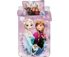 Jerry Fabrics vaikiška patalynė Disney Frozen, 100 x 135 cm, 100 % medvilnė, rožinė, 2 dalių, 23BS364
