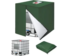 Jissta IBC tvirtas vandens talpos uždangalas 420D Oxford audinys 120 x 100 x 116 cm žalias su užtrauktuku
