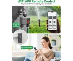 johgee išmanusis sodo laistymo valdiklis su Wi‑Fi, 2 išėjimai, RF 300 m, suderinamas su Alexa ir Smart Life, HCT-636G