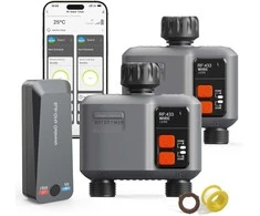johgee išmanusis sodo laistymo valdiklis su Wi‑Fi, 2 išėjimai, RF 300 m, suderinamas su Alexa ir Smart Life, HCT-636G