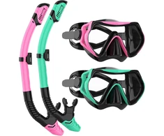 JRing nardymo rinkinys su 180° grūdinto stiklo kauke ir sausu snorkeliu su priešrūko danga suaugusiems