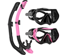 JRing nardymo rinkinys su kauke ir snorkeliu, 180° stiklo kaukė, su silikoninėmis juostomis, priešrūkinė, suaugusiems