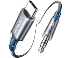 JSAUX 1 m USB-C–3,5 mm AUX garso kabelis, 24 bitai / 96 kHz, JSDEKJC2AUXGY1M