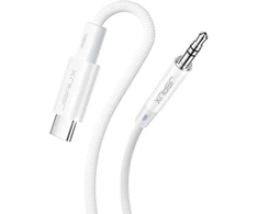 JSAUX 1 m USB-C–3,5 mm garso kabelis su DAC keitikliu, baltas, AU011-WH