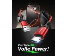 JSAUX pintų USB-A–USB-C kabelių rinkinys, 2 vnt., 2 m, 25 W, 480 Mb/s, CC0011
