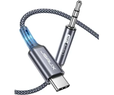 JSAUX USB-C–3,5 mm AUX garso kabelis su DAC, 1 m, JSDEKJC2AUXGY2M