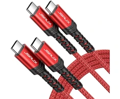 JSAUX USB-C–USB-C laidas, 100 W, 2 m, raudonas, CC0020