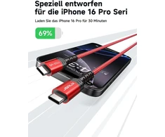 JSAUX USB-C–USB-C laidas, 100 W, 2 m, raudonas, CC0020