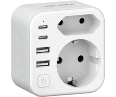 JSVER kelioninis adapteris M tipo kištukui su 2 USB-A ir 2 USB-C, 17 W, JSVER-PA2042-ZA