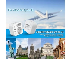 JSVER kelioninis JAV tipo B kištuko adapteris su 2 USB-C ir 2 USB-A, 17 W JSVER-PA2042-US