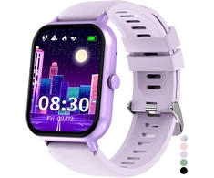 JUBUNRER išmanusis laikrodis vaikams su Bluetooth, žingsniamačiu, kraujospūdžio ir pulsometru, IP68, kidfit-violet
