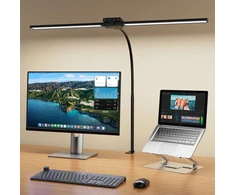 KableRika LED stalinė lempa su dviguba galvute, 24 W, 80 cm, juoda, 24W-BK-KB