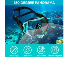 KAEFUYS suaugusiųjų snorkelinimo rinkinys su sausu vožtuvu, panoramine 180° mase ir silikoniniu apvadu