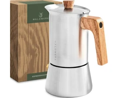 Kavos aparatas WALDWERK espresso kavinukas 300 ml indukcinei, dujinei ir elektrinei viryklei, nerūdijantis plienas, ąžuolo rankena