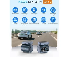KAWA automobilinė vaizdo kamera 2K 1296p su Wi-Fi, valdymu balsu ir 135° matymo lauku