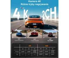 KAWA automobilių vaizdo registratorius 4K su galine 1080p kamera, GPS, Wi-Fi 6, CJ4519