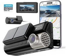 KAWA priekinis ir galinis automobilinis vaizdo registratorius 4K/1080p su GPS ir 64 GB D11-NL