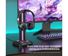 KDD RGB ausinių ir žaidimų valdiklių stovas su pasukamu laikikliu KDD-728B