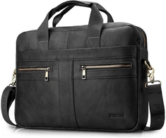 Kelioninis BAGZY odinė vyriška rankinė per petį, 15,6 colių, juoda, 10 l, 40 × 29 × 9 cm, 20017=Juodas